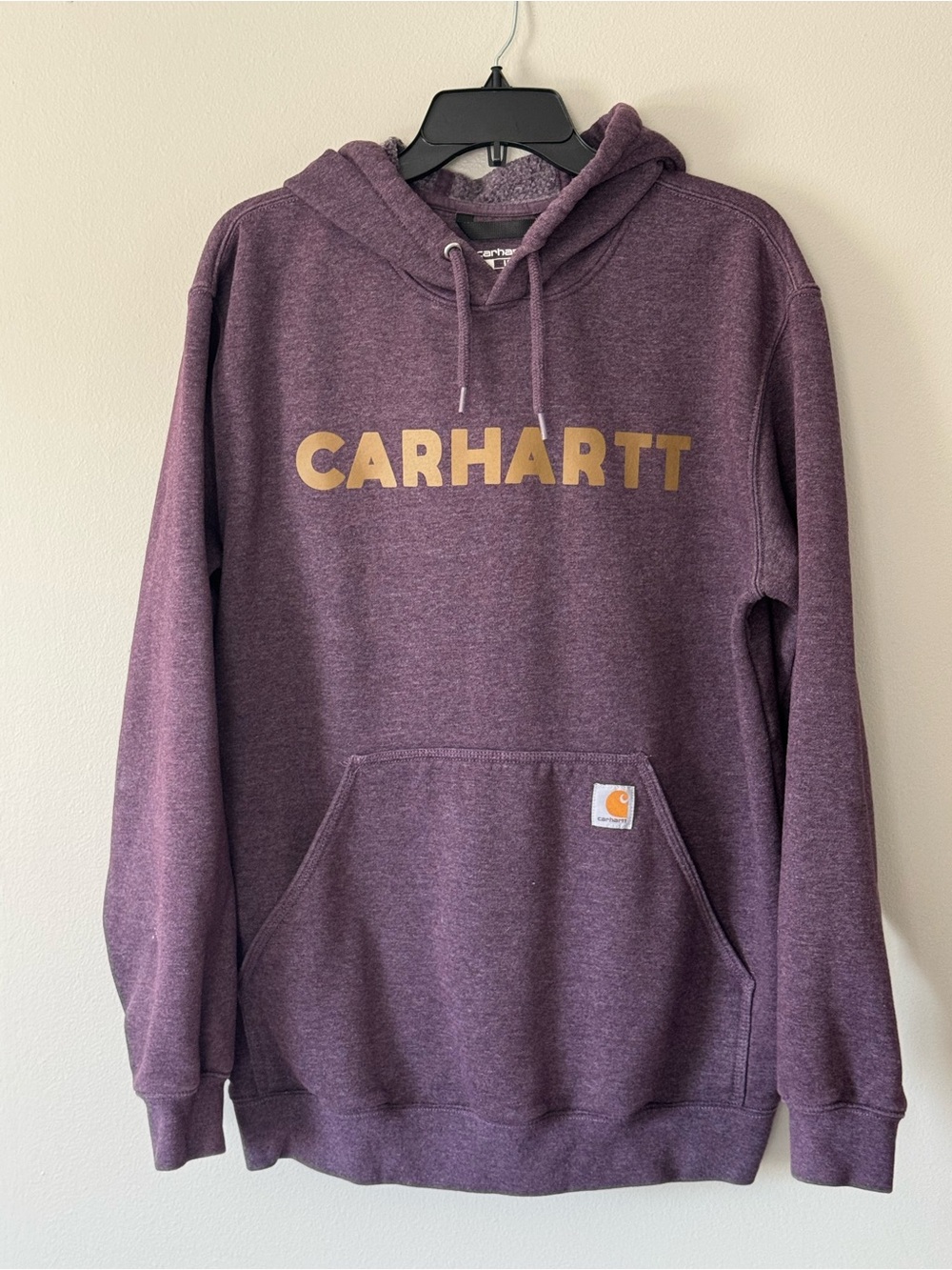 Carhartt Purple Fleece Cotton Blend Pullover Hoodie Relaxed Logo Men's M Loose